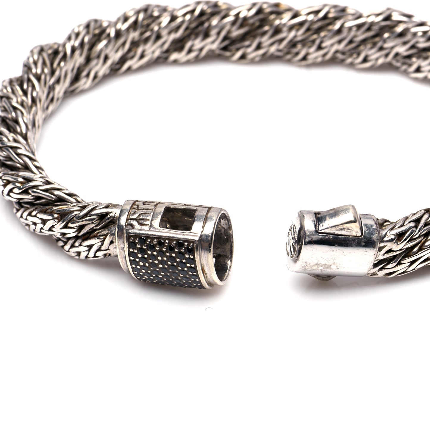 Sterling Silver Black Sapphire 10mm Twisted Classic Chain Bracelet