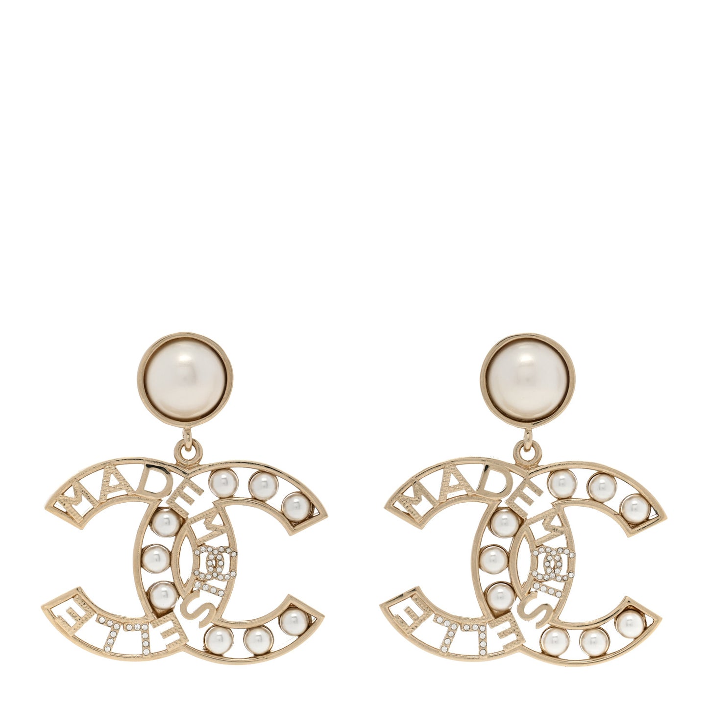 Metal Pearl Mademoiselle Drop Earrings Gold