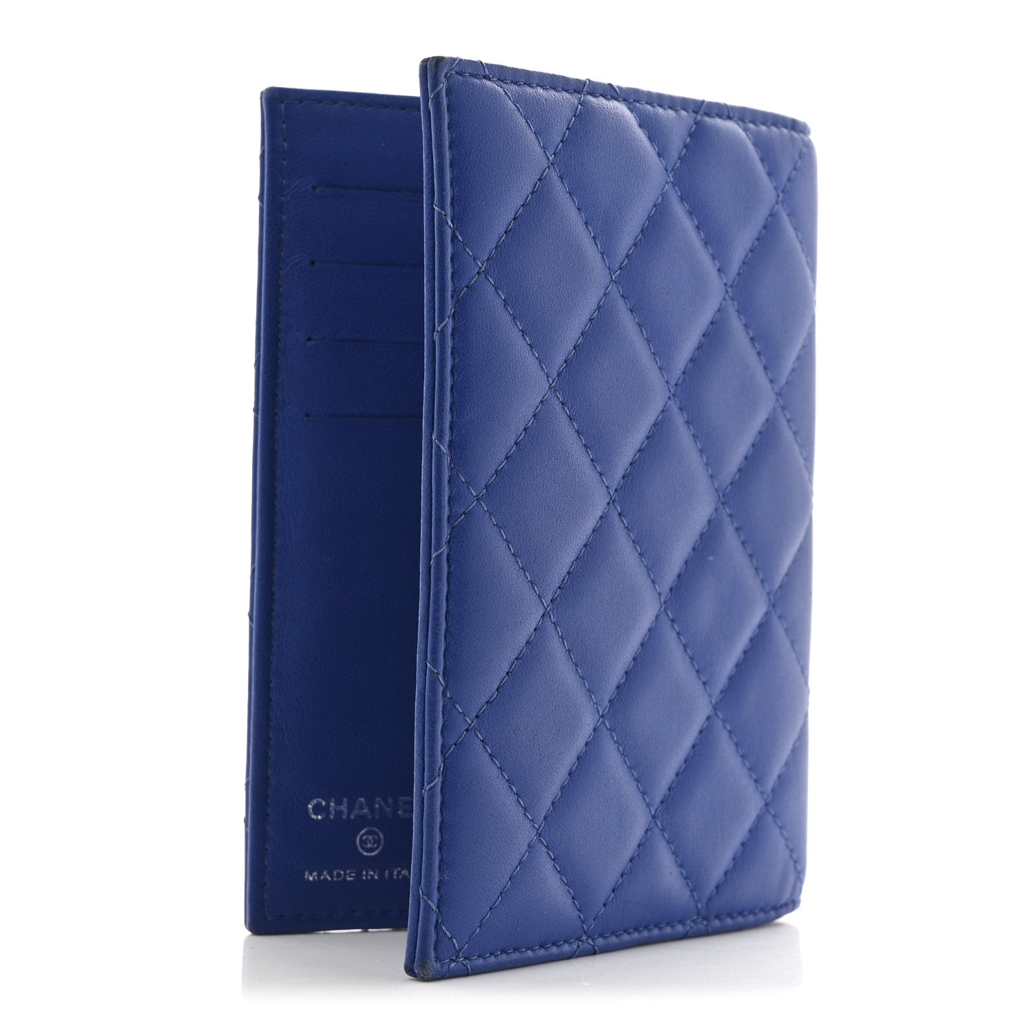 Chanel Lambskin Quilted Passport Holder Blue 3 of 10