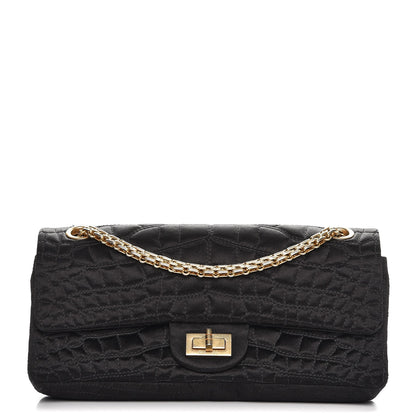 Chanel Satin Coco's Croc East West Double Flap Black 1 of 9