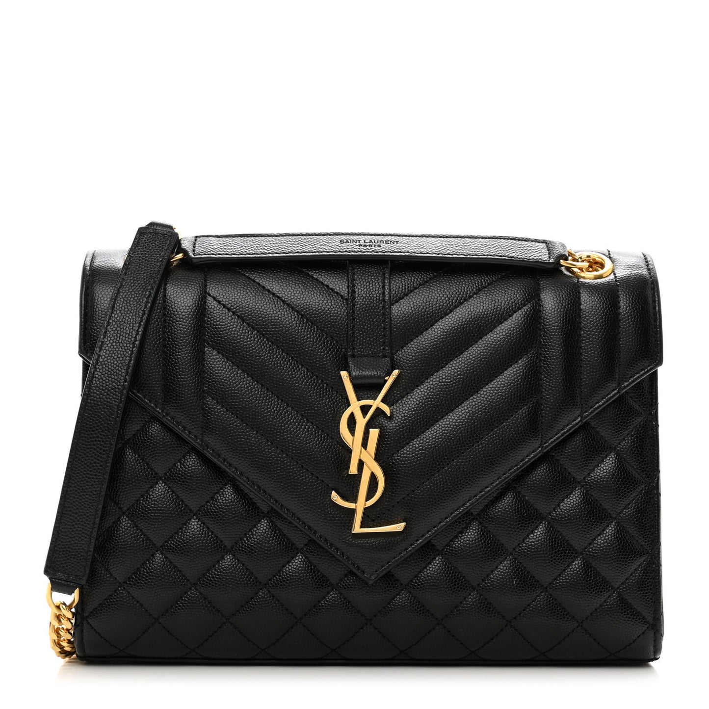 Grain De Poudre Textured Mixed Matelasse Triquilt Medium Monogram Satchel Black