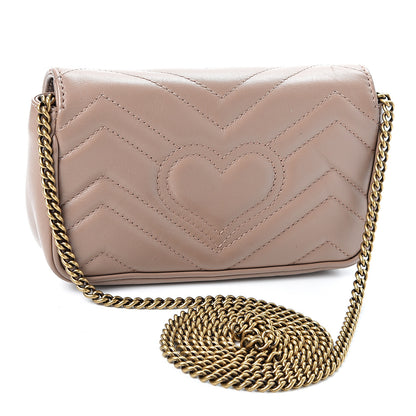 Gucci Calfskin Matelasse Super Mini GG Marmont Shoulder Bag Porcelain Rose 2 of 10