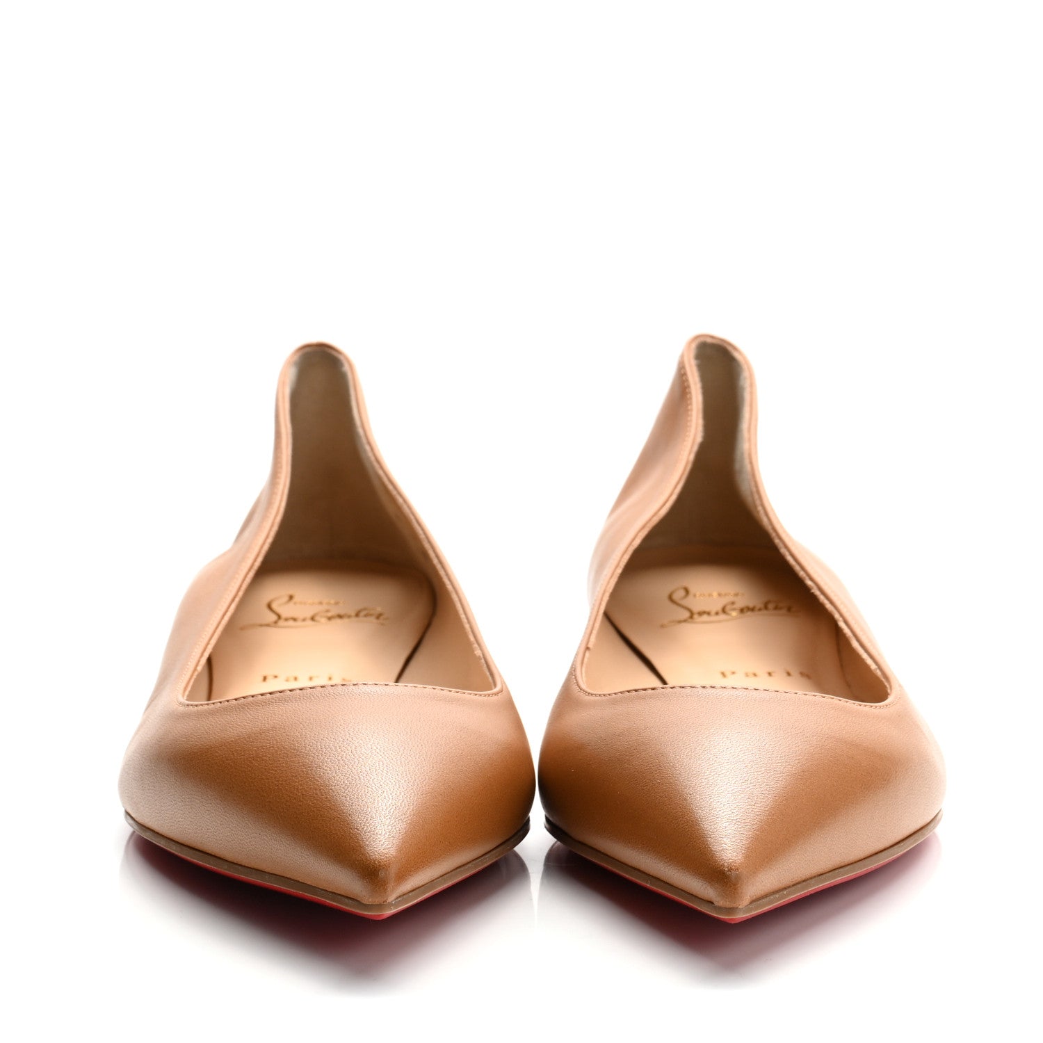 Christian Louboutin Shiny Nappa Ballalla Flats 38 Cafe Creme 3 of 8