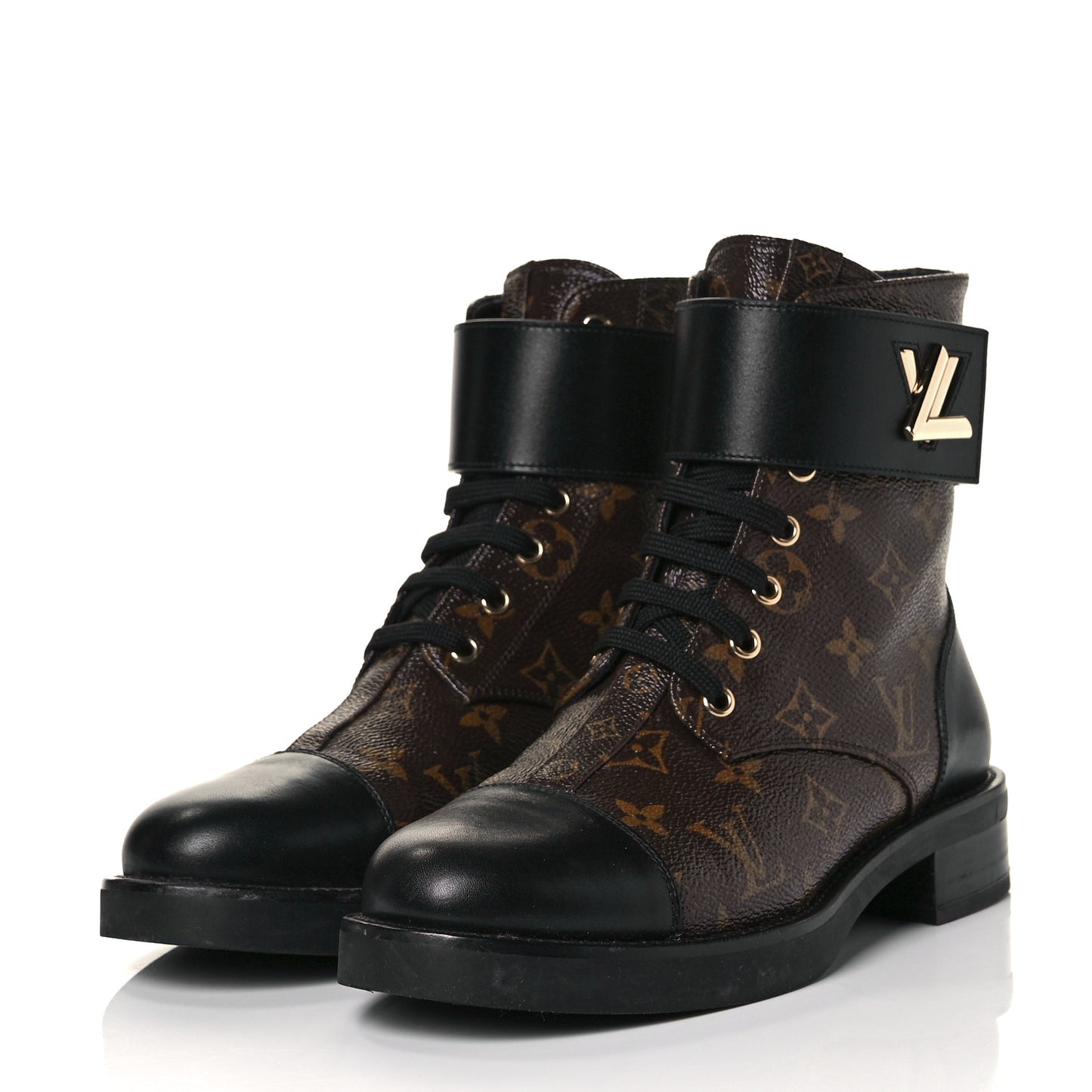 Calfskin Monogram Wonderland Flat Ranger Boots 39 Black