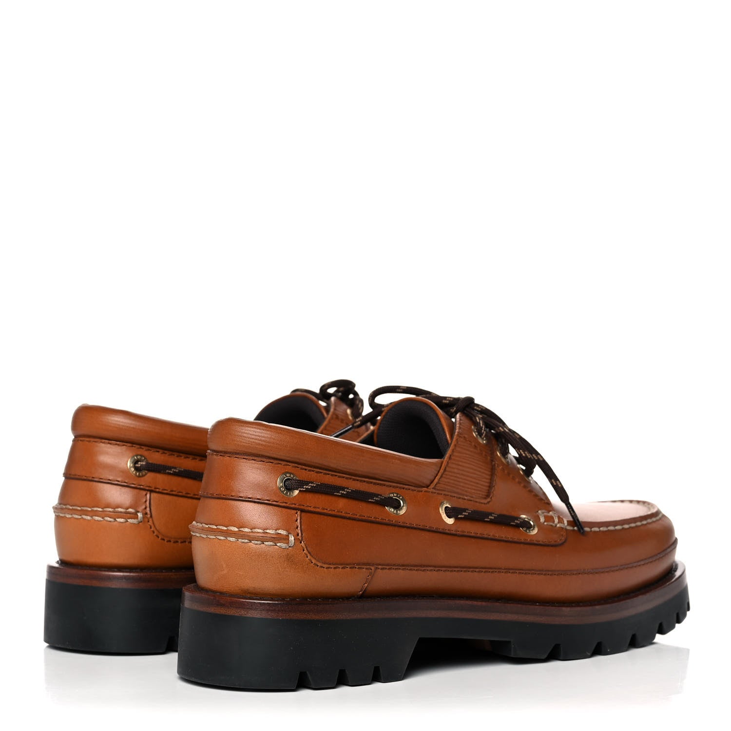 Louis Vuitton Calfskin Mens Summerland Boat Shoes 7.5 Cognac 4 of 11