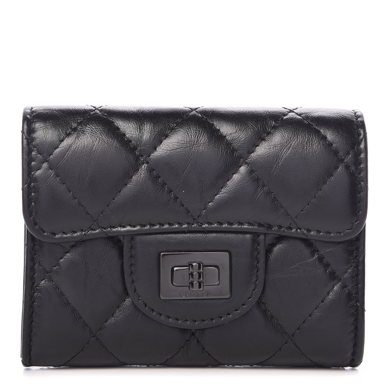 Chanel Aged Calfskin Quilted Reissue Flap Card Holder Wallet So Black 1 of 9