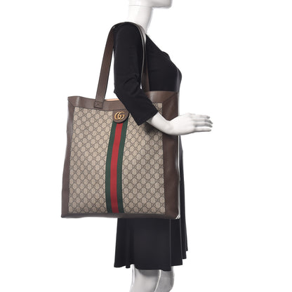 Gucci GG Supreme Monogram Web Large Ophidia Vertical Shopping Tote Brown 2 of 9