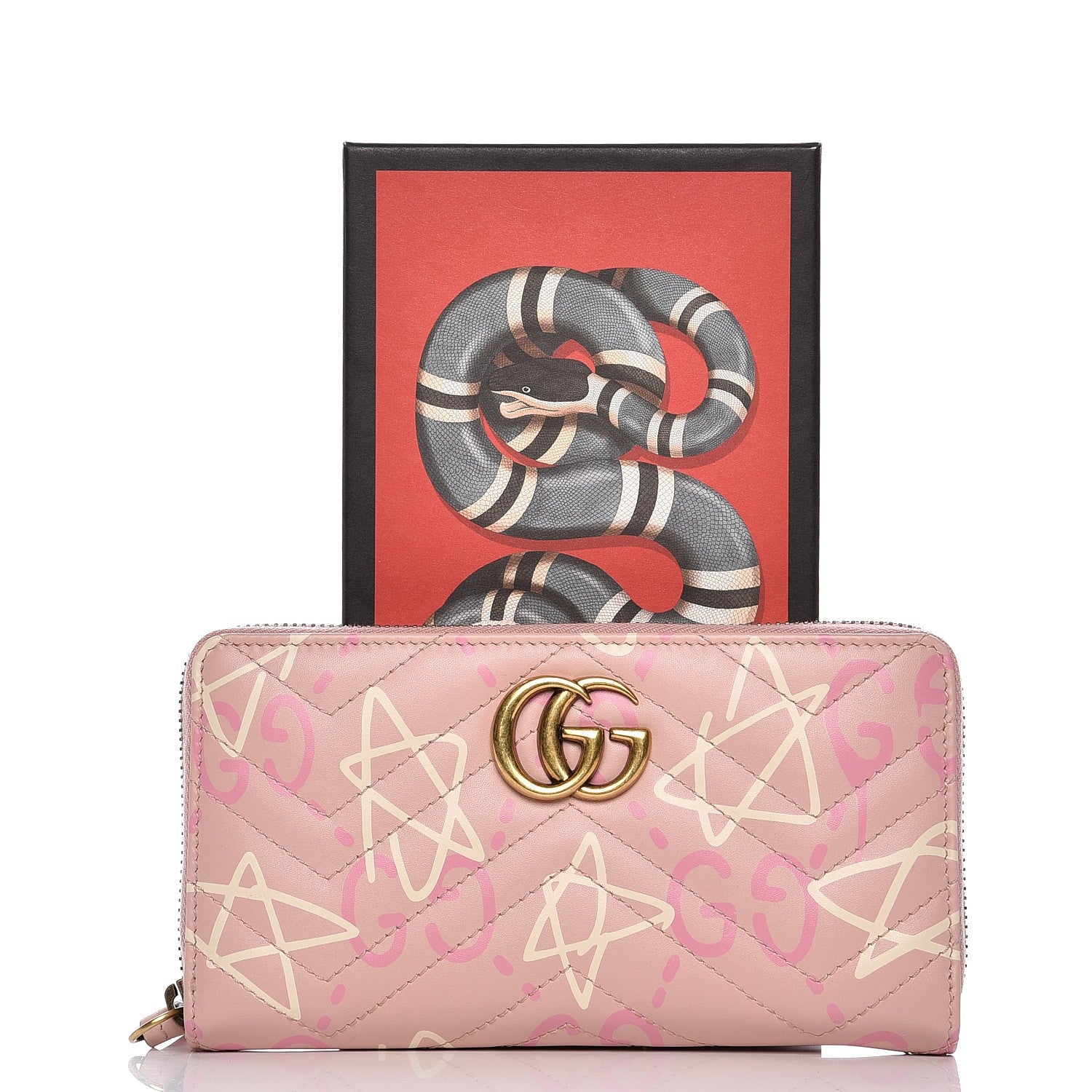 Gucci Calfskin Matelasse GucciGhost GG Marmont Zip Around Wallet Perfect Pink Rosa Ivory 8 of 8