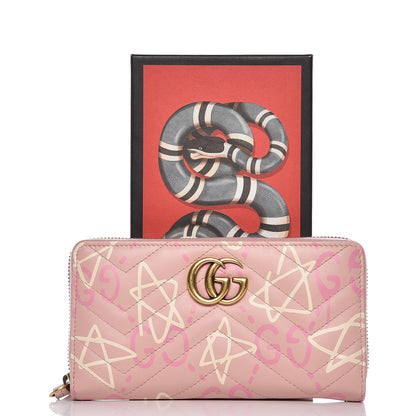 Gucci Calfskin Matelasse GucciGhost GG Marmont Zip Around Wallet Perfect Pink Rosa Ivory 8 of 8