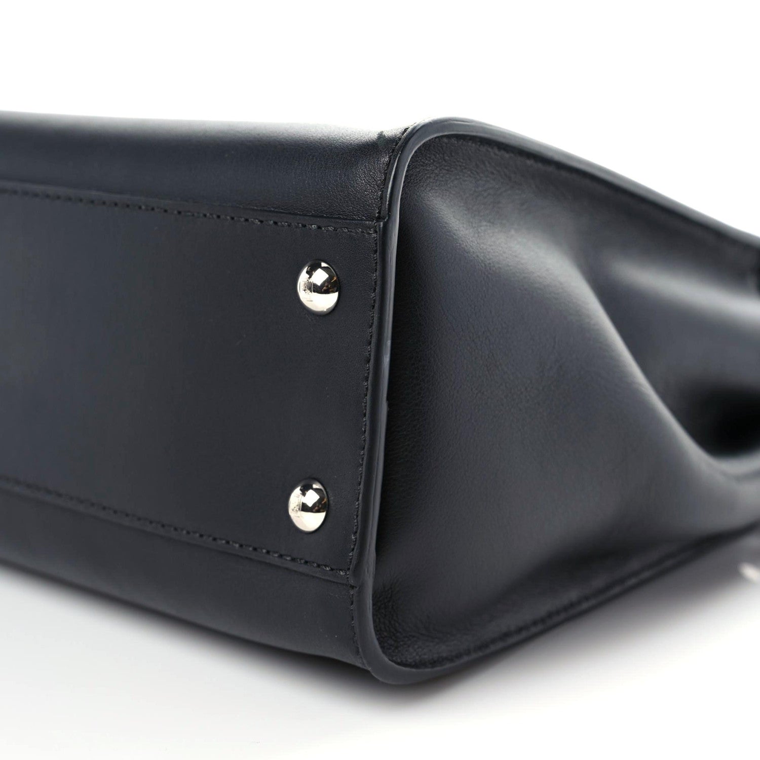 Fendi Vitello Dolce Shiny Nappa Plexglass Granite Medium Peekaboo Iconic Satchel Black 6 of 13