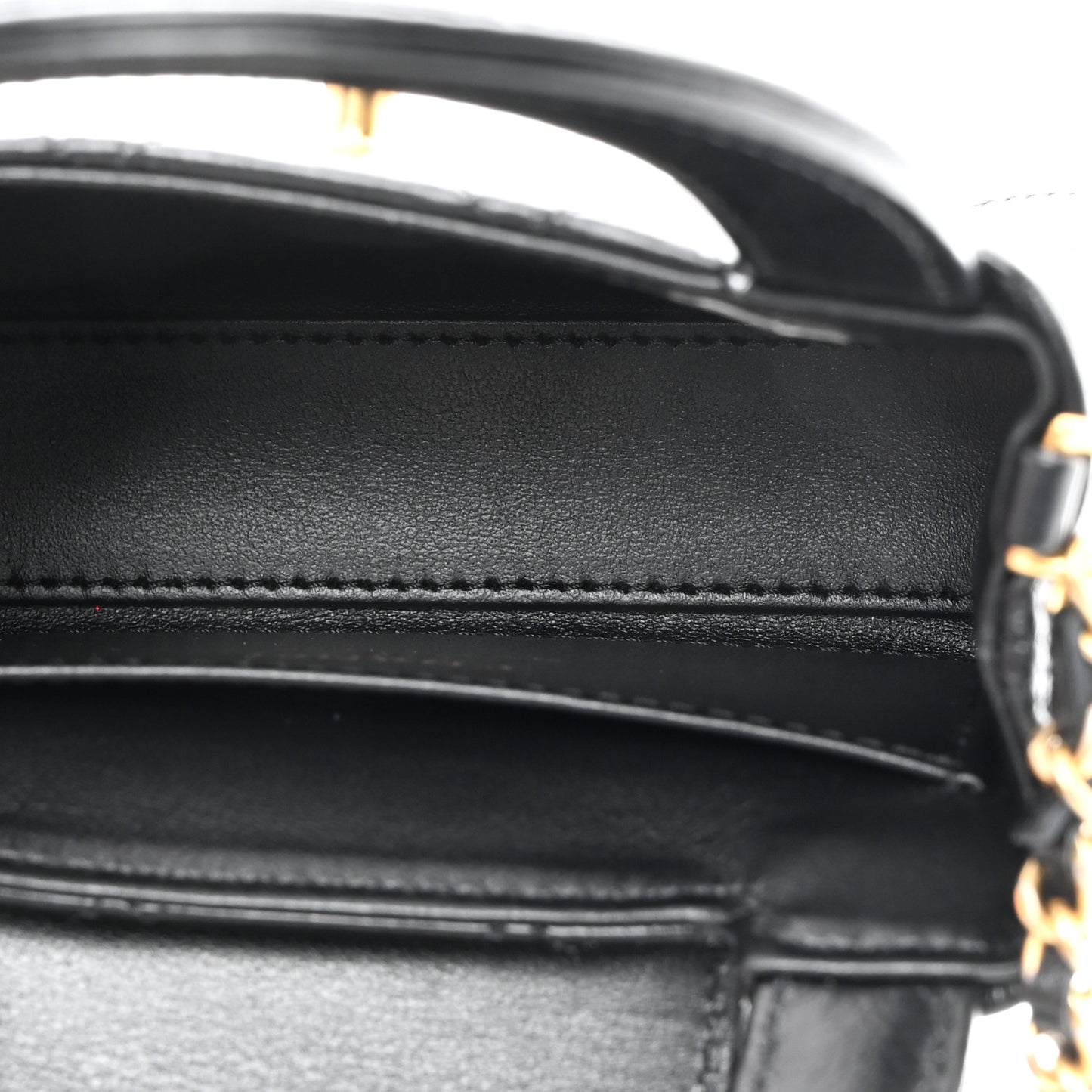 Shiny Aged Calfskin Quilted Mini Nano Kelly Shopper Black