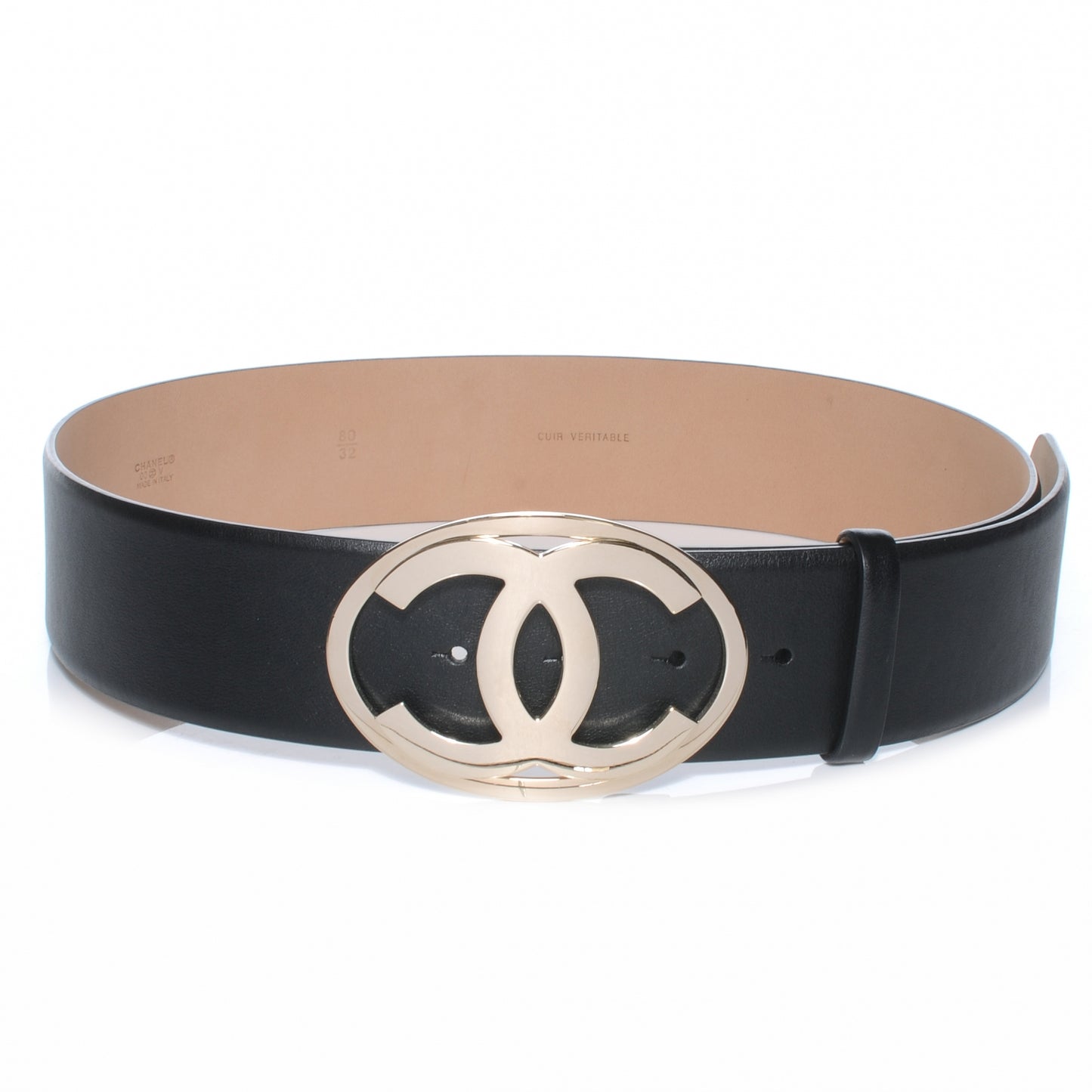 Leather CC Logo Belt 80 32 Black
