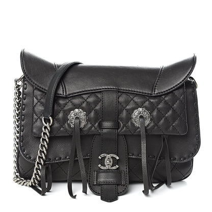 Chanel Calfskin Quilted Dallas Saddle Bag Black 1 of 12