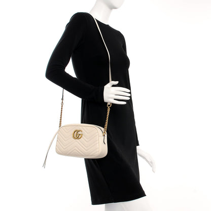 Gucci Calfskin Matelasse Small GG Marmont Chain Shoulder Bag White 2 of 8