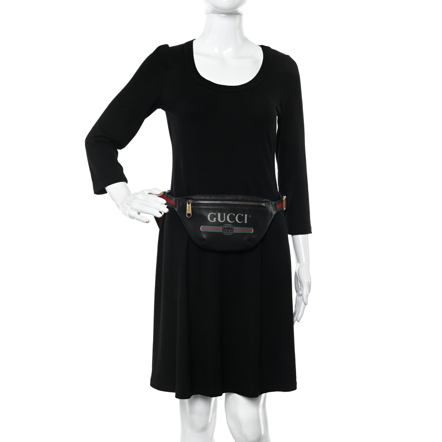 Grained Calfskin Small Logo Belt Bag Black