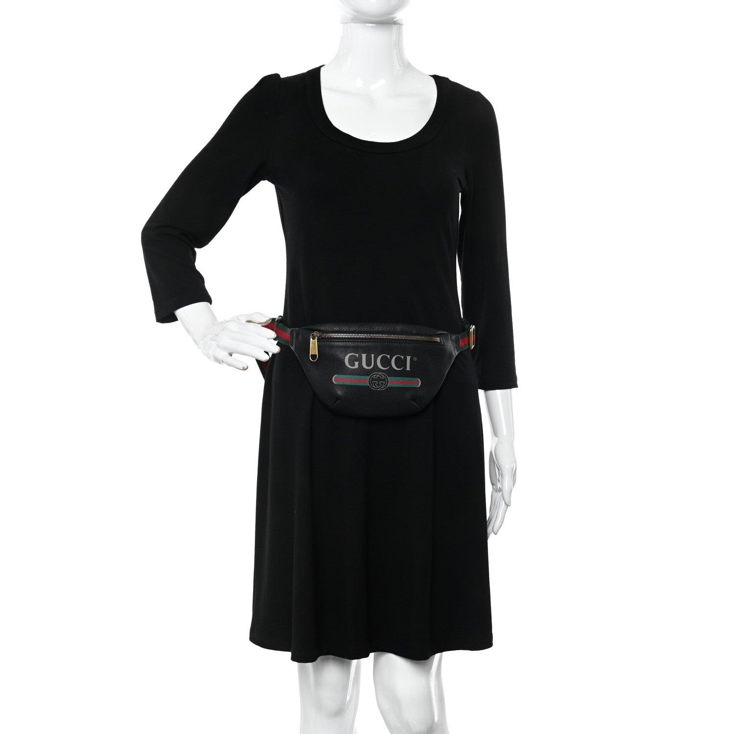 Gucci Grained Calfskin Small Logo Belt Bag Black 2 of 10