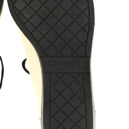 Chanel Lambskin Patent Calfskin CC Sneakers 38.5 White Black 6 of 9