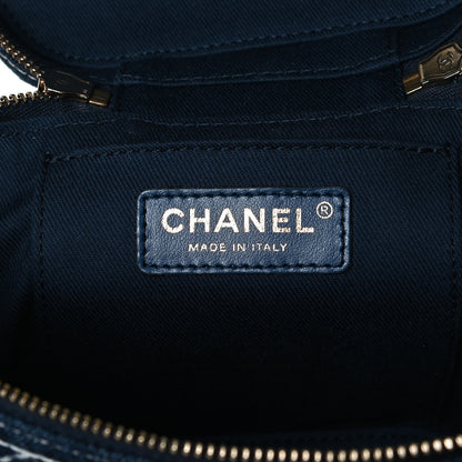 Chanel Denim Quilted Denim Trip Vanity Cosmetic Case Blue 5 of 11