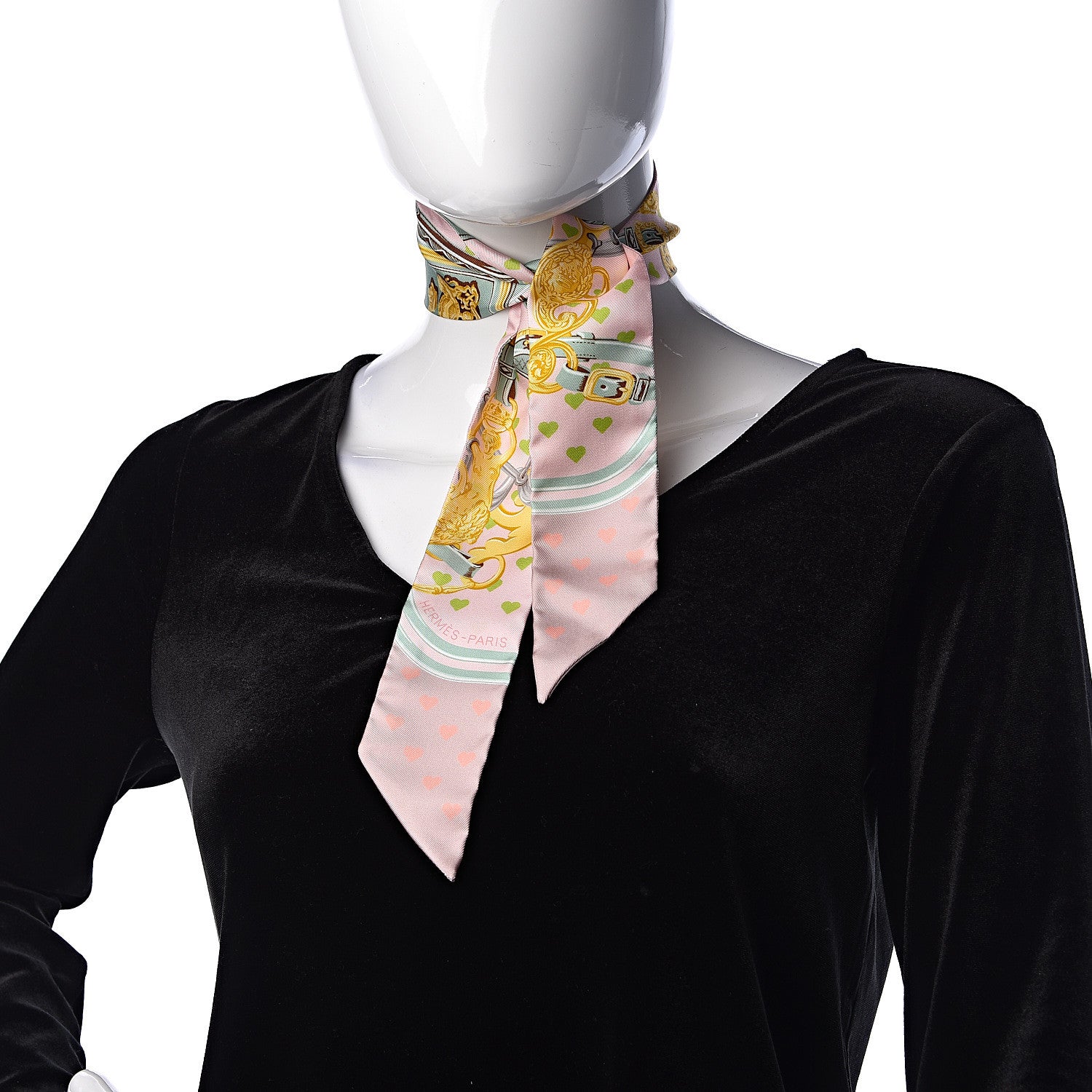 Hermes Silk Brides De Gala Love Twilly Parme Vert D Eau Vieux Rose 2 of 4