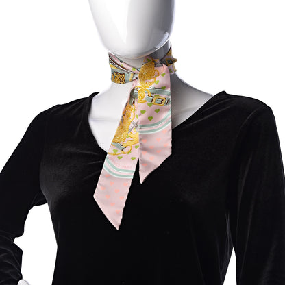 Hermes Silk Brides De Gala Love Twilly Parme Vert D Eau Vieux Rose 2 of 4