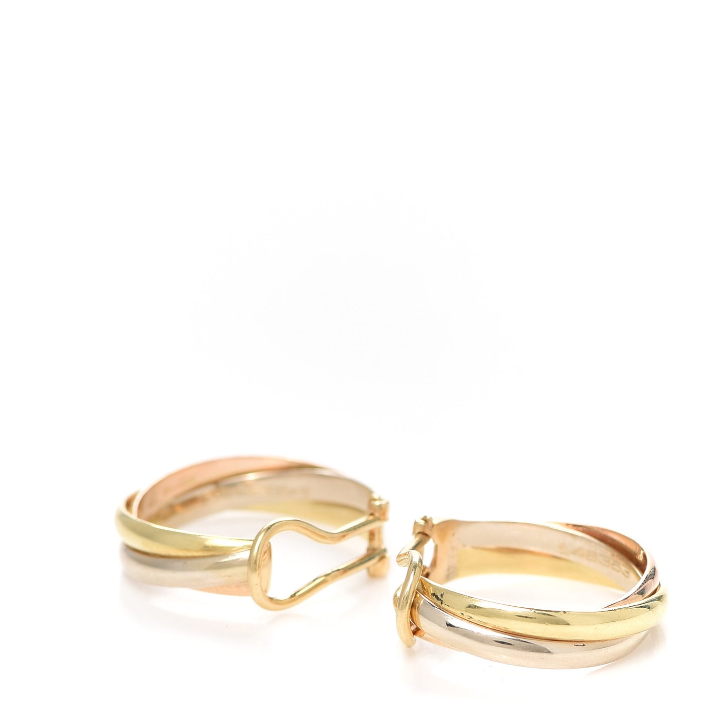 18K Pink Yellow White Gold 5mm Trinity Hoop Clip-On Earrings