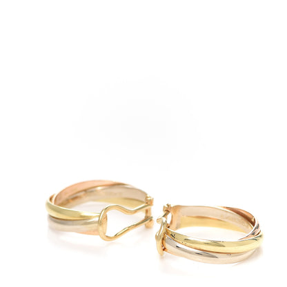 Cartier 18K Pink Yellow White Gold 5mm Trinity Hoop Clip-On Earrings 3 of 5