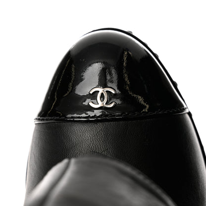 Chanel Calfskin Ascot Knee High CC Boots 36 Black 7 of 9