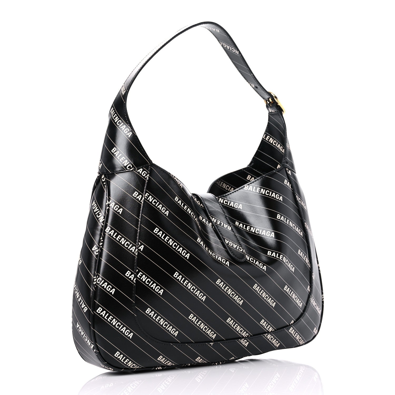 Gucci X BALENCIAGA Calfskin Logo Print Medium Jackie 1961 Hobo Black 3 of 9