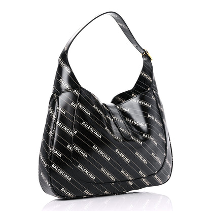 Gucci X BALENCIAGA Calfskin Logo Print Medium Jackie 1961 Hobo Black 3 of 9