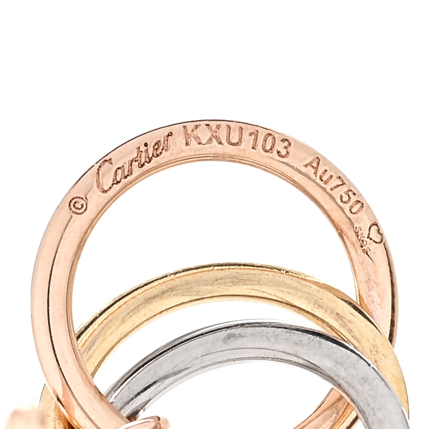 Cartier 18K Pink Yellow White Gold Diamond Trinity Drop Earrings 4 of 4