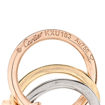 Cartier 18K Pink Yellow White Gold Diamond Trinity Drop Earrings 4 of 4