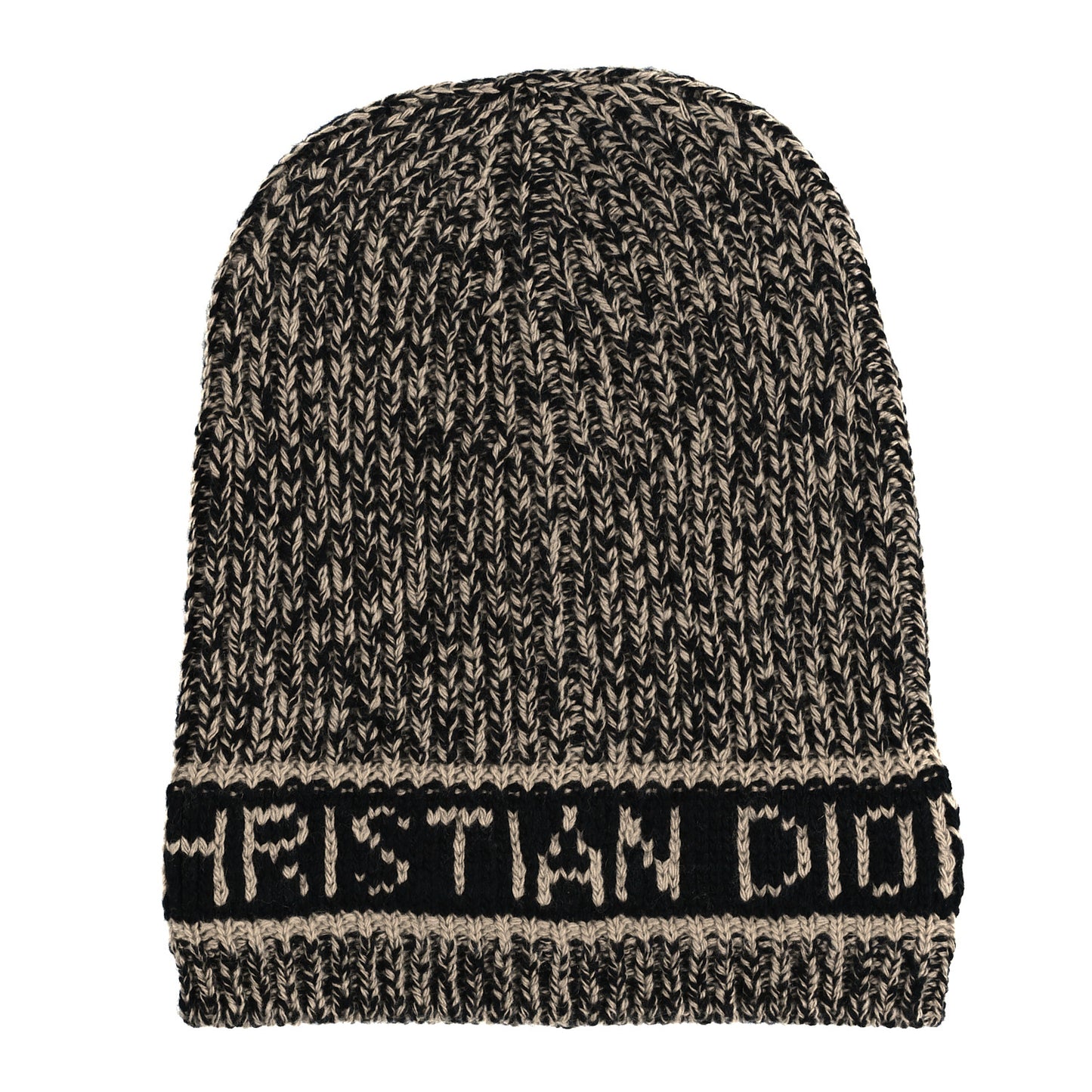 Cashmere Wool D-White Beanie Black Ivory