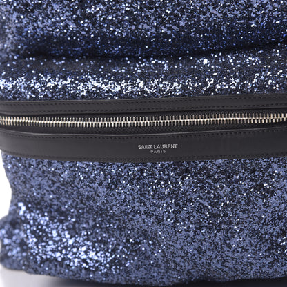 Saint Laurent Glitter Canvas City Backpack Blue 10 of 12