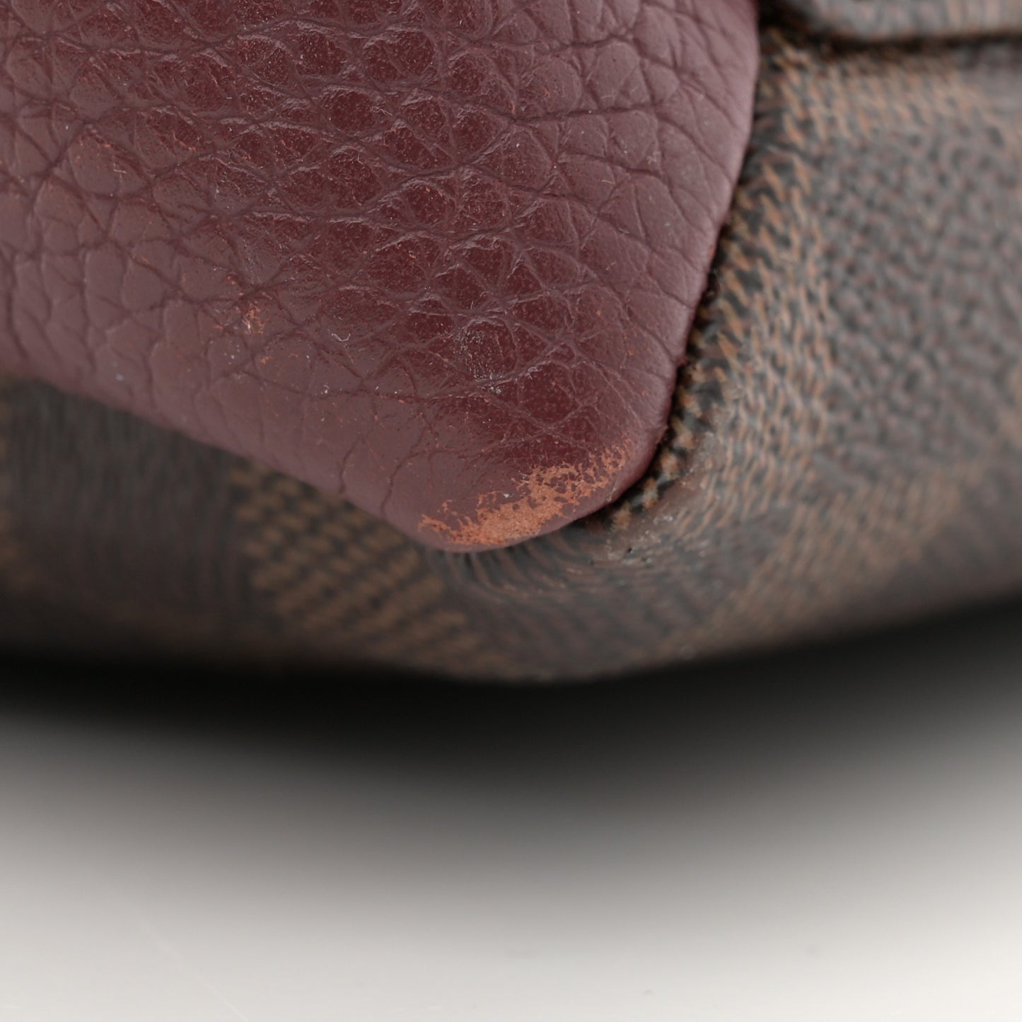 Cuir Taurillon Damier Ebene Normandy Bordeaux