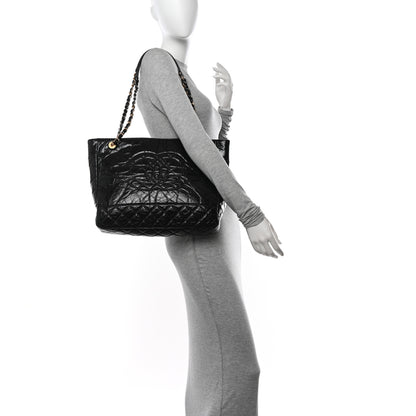 Chanel Shiny Aged Calfskin Quilted Small Shopping Bag Black 2 of 11