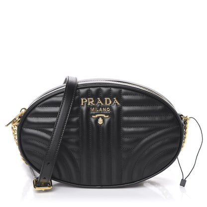 Prada Soft Calfskin Oval Diagramme Crossbody Bag Black 1 of 8