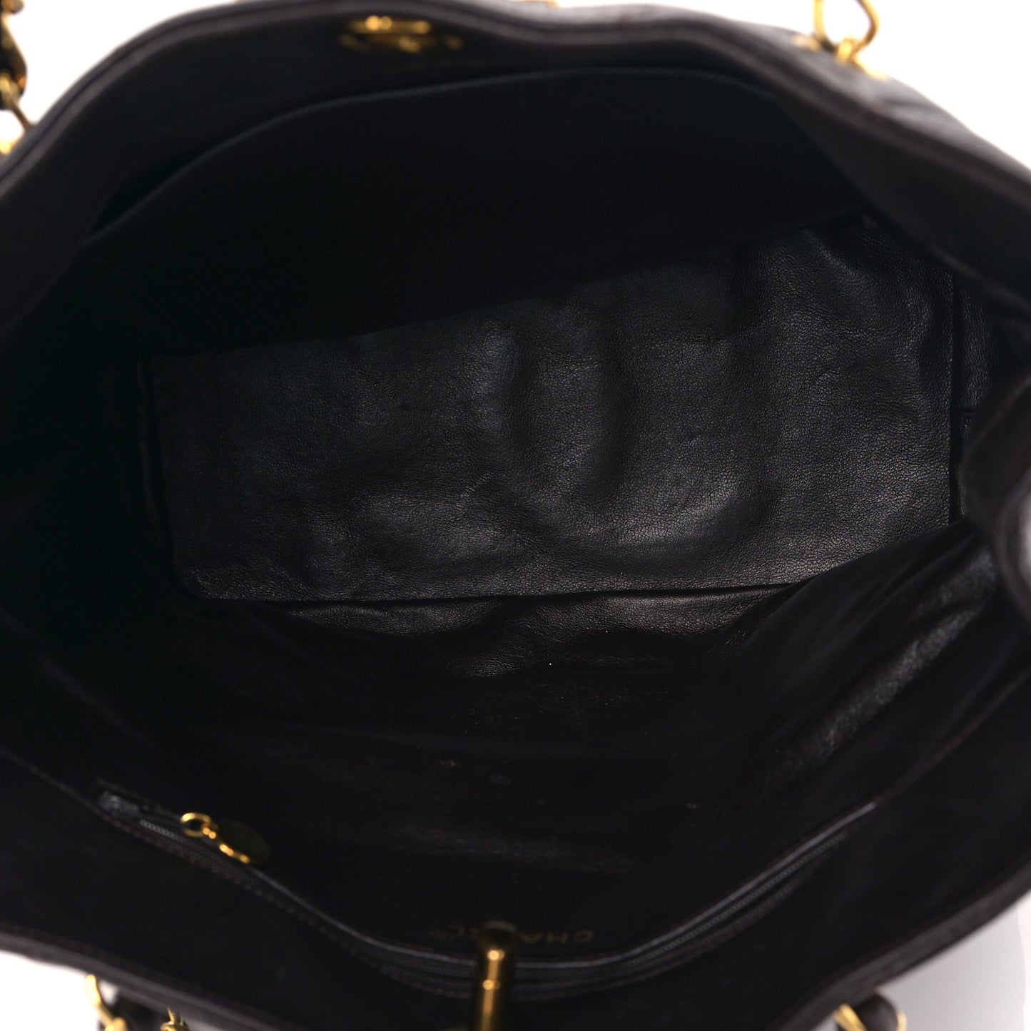 Lambskin Quilted Shopping Tote Brown