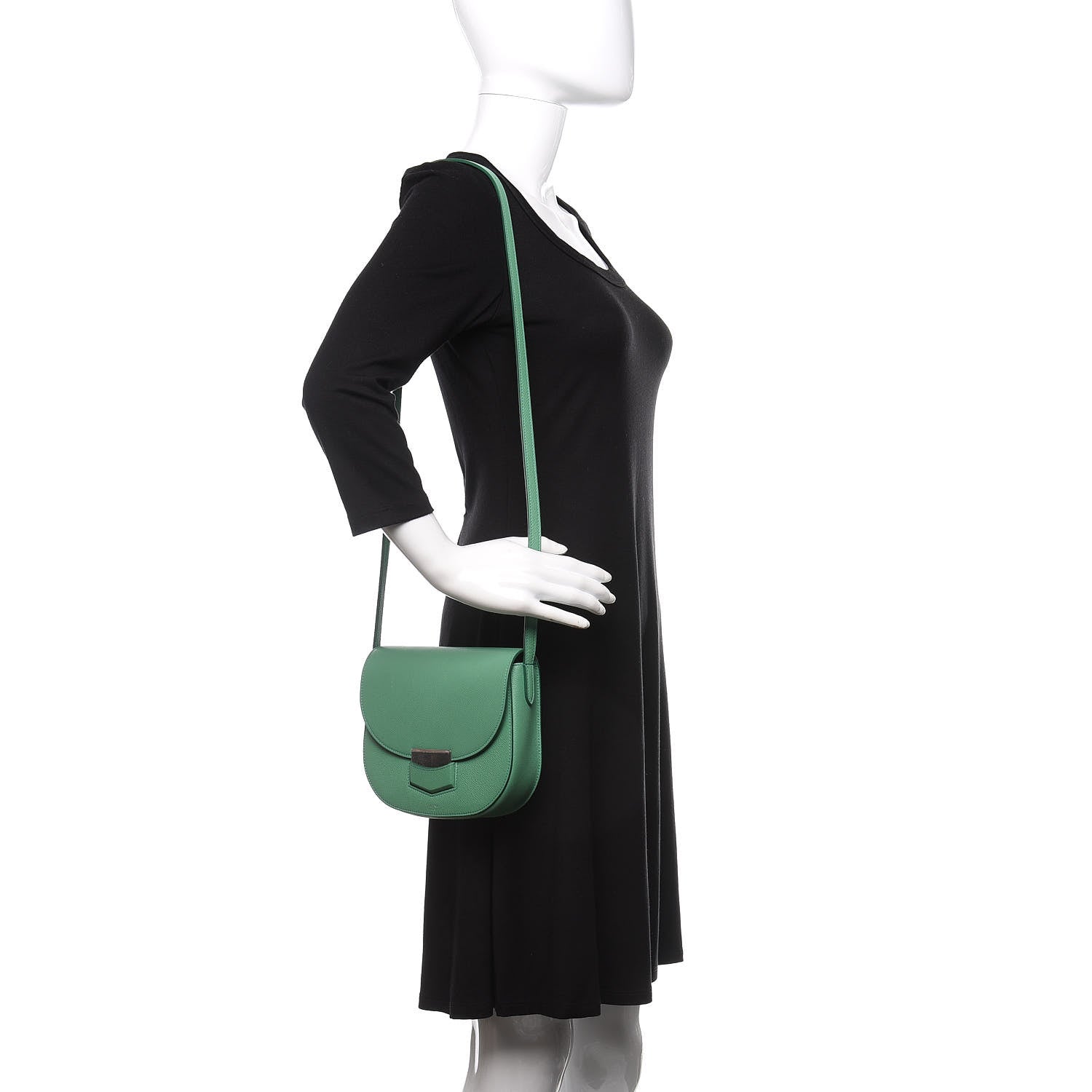 Celine Grained Calfskin Small Trotteur Light Forest 2 of 9