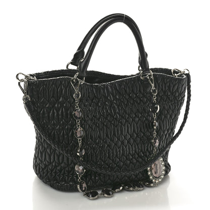 Miu Miu Nappa Matelasse Swarovski Crystal Tote Black 3 of 12