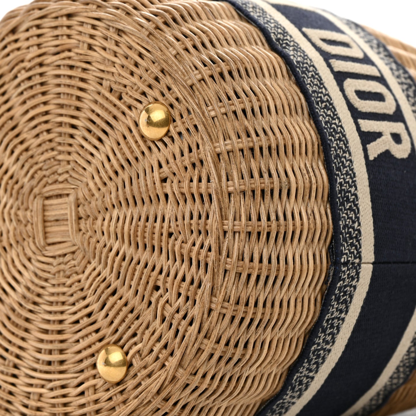 Wicker Oblique Drawstring Bucket Bag Blue