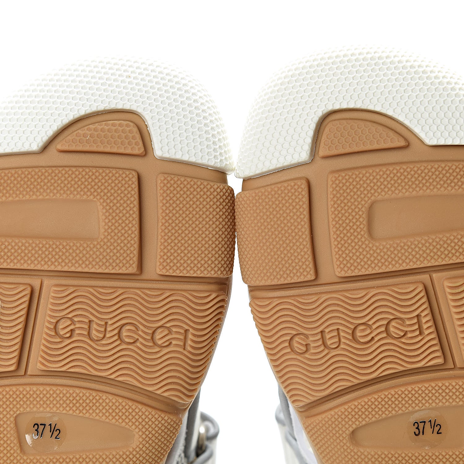 Gucci Mesh Fabric Tinsel Sport Sandals 37.5 White Silver 7 of 9