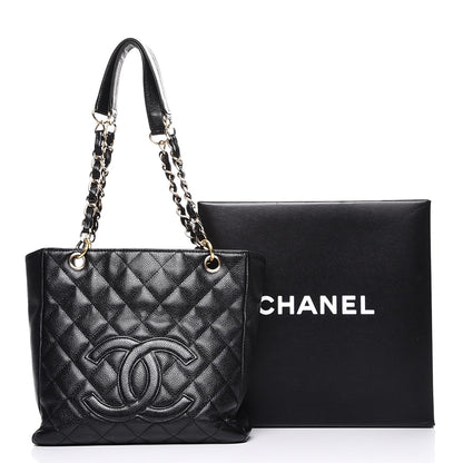 Chanel Caviar Quilted Petit Shopping Tote PST Black 8 of 8