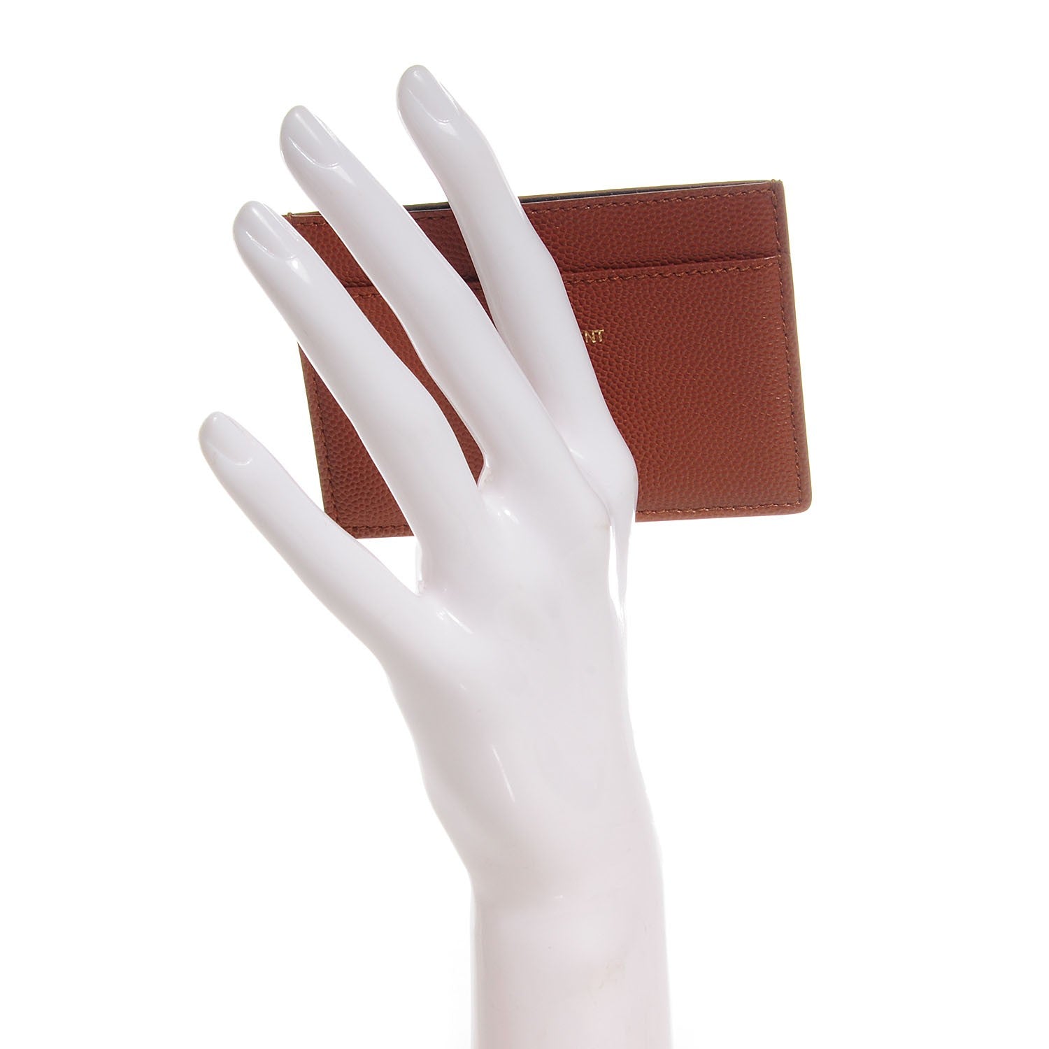 Saint Laurent Grain De Poudre Card Case Brown 2 of 5