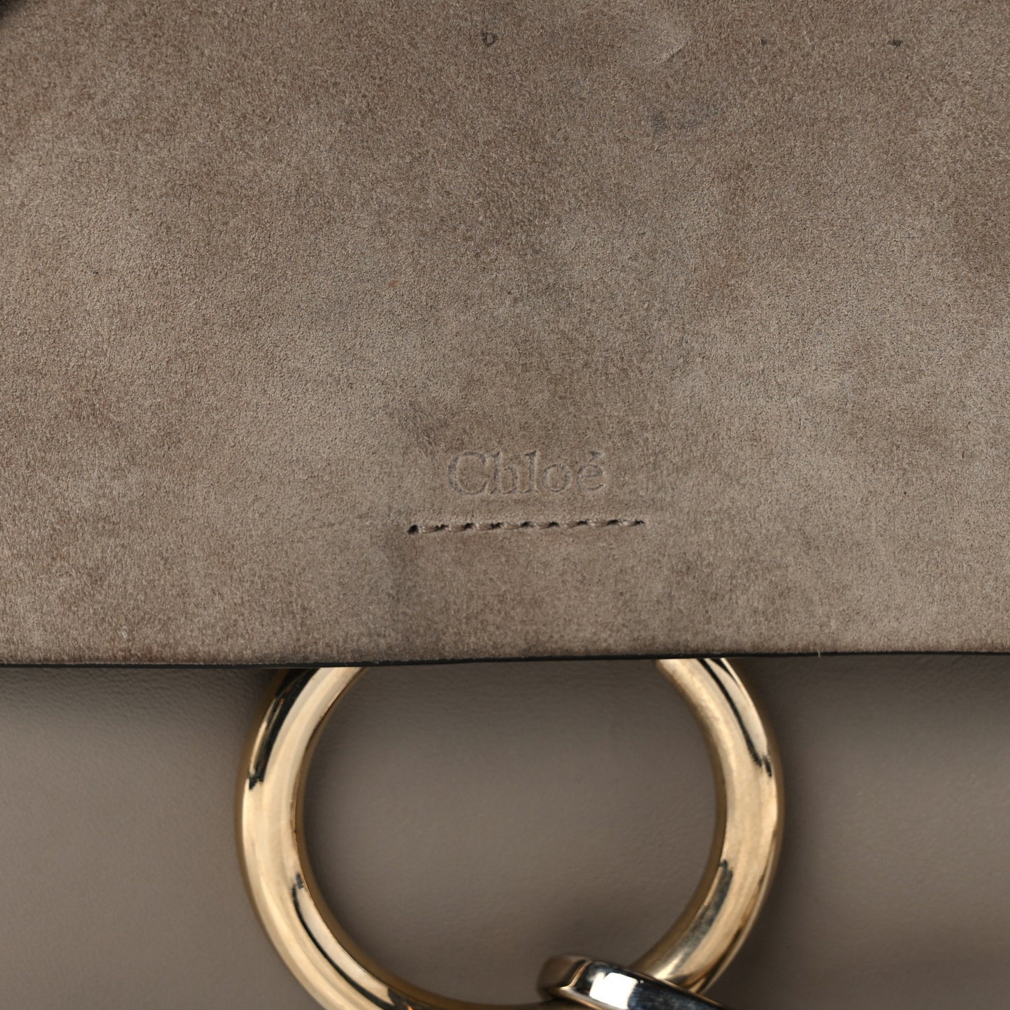 Suede Calfskin Small Faye Shoulder Bag Motty Grey