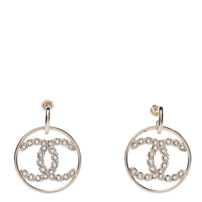 Chanel Baguette Crystal High Society CC Drop Earrings Gold 1 of 6