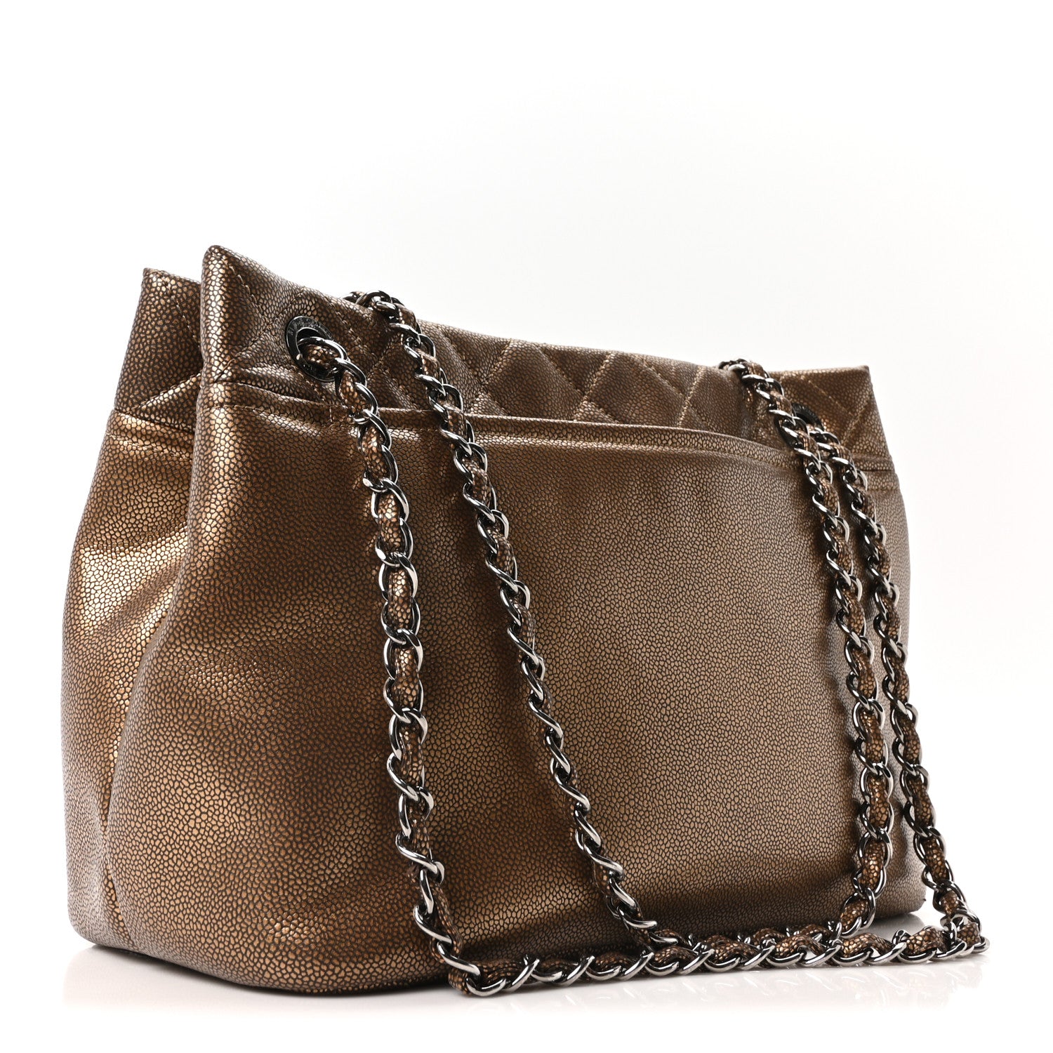 Chanel Metallic Caviar Quilted Large Timeless CC Soft Tote Bronze 3 of 10