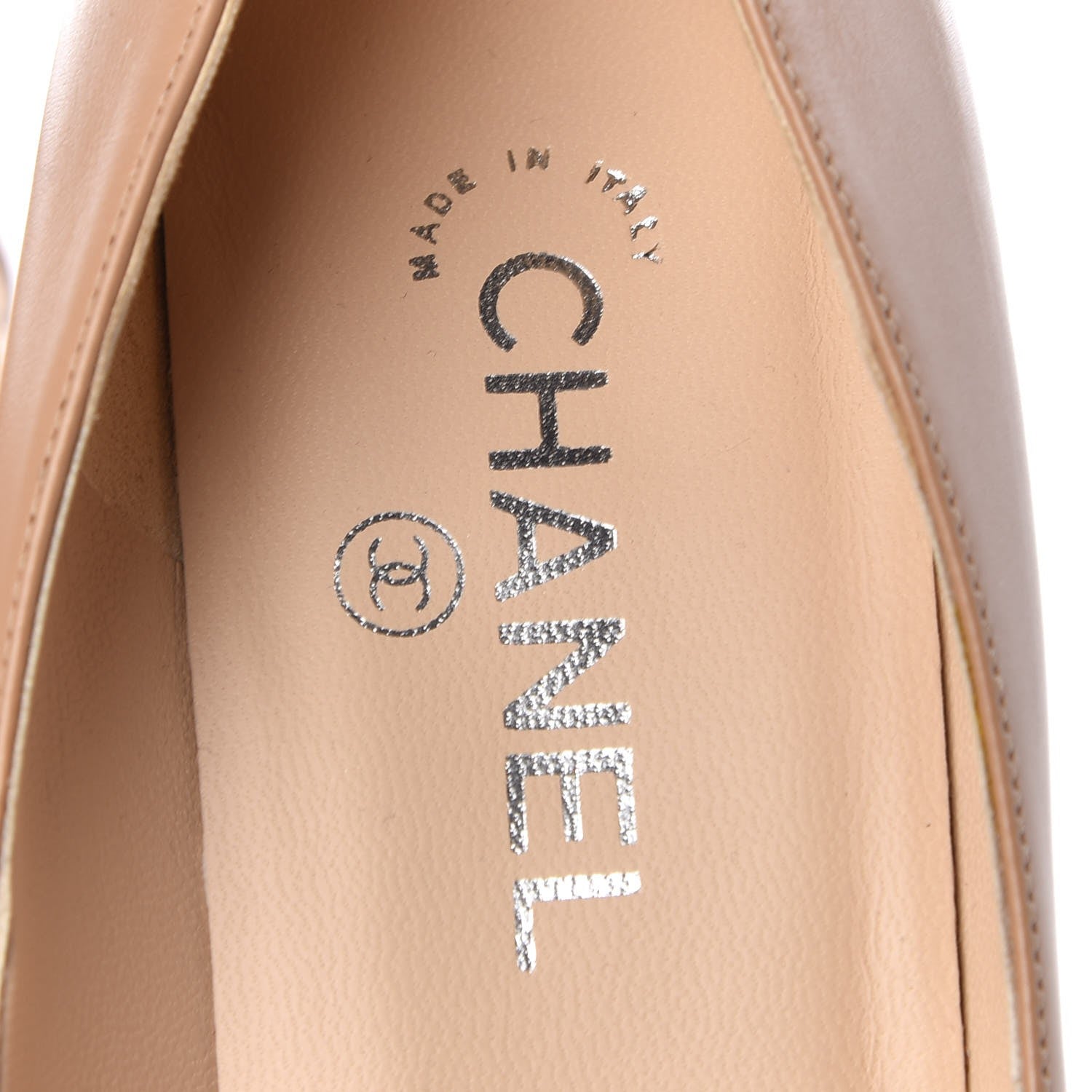Chanel Calfskin Cork Platform Open Toe Pumps 39.5 Beige 7 of 10