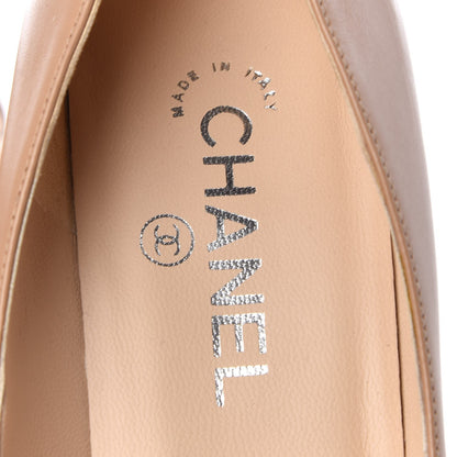 Chanel Calfskin Cork Platform Open Toe Pumps 39.5 Beige 7 of 10