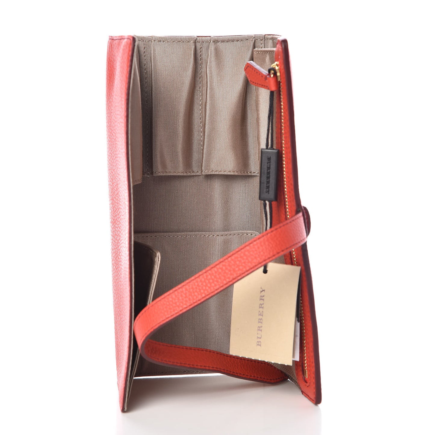 Grained Calfskin Brush Roll Orange Red