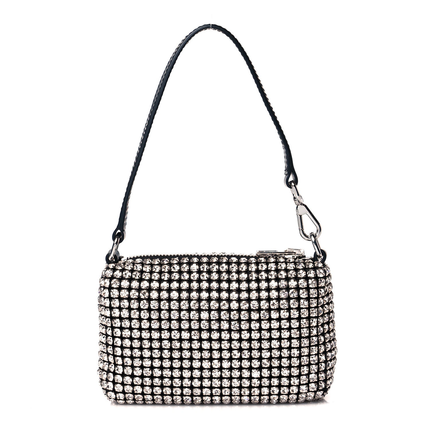 Alexander Wang Mesh Crystal Rhinestone Mini Heiress Pouch Black Silver 1 of 11